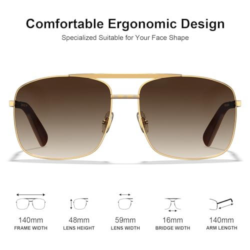 CARFIA Pilot Polarized Sunglasses for Men UV Protection Classic Double Bridge Anti-Glare Driving Shades with Spring Hinges3