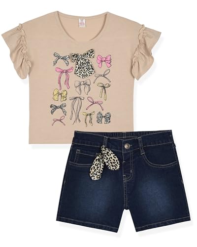 Image of Sweet Butterfly Girls Jeans Short Sets - 2 Piece Girls Clothing Set