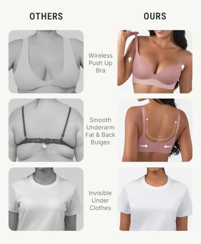 Image of FeelinGirl Wireless Push Up Bra Full Support Lift Balconette Seamless