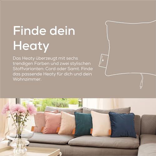 Beurer Heaty Heizkissen, kabelloses Heizkissen mit Akku, Wärmekissen mit Abschaltautomatik und 3 Temperaturstufen, mit Schnellheizung, weicher Cordstoff, cashmere-creme/weiß