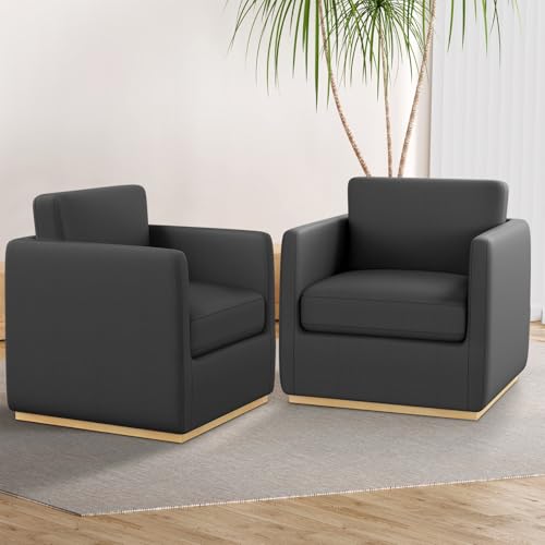 Sillón giratorio acolchonado color negro miniatura 3