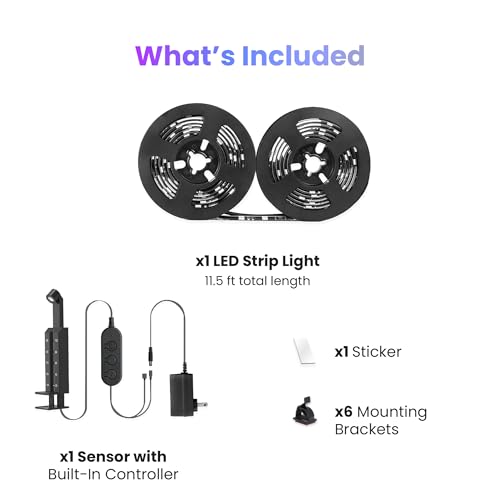 Feit Electric Smart TV Backlight with Color Sensor and 11.5ft LED Tape Light Supports 55