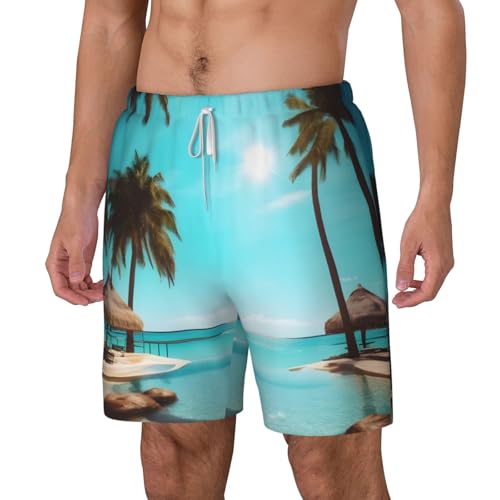 Short de bain homme avec doublure compression mer et palmiers - 2