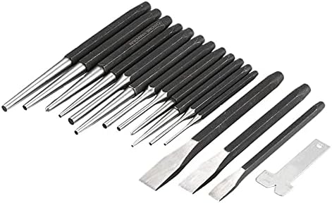 Miniatura 5 de Herramienta de punzones mecánicos, 16 piezas de punzones mecánicos y cincel, pin central cónico, calibre frío