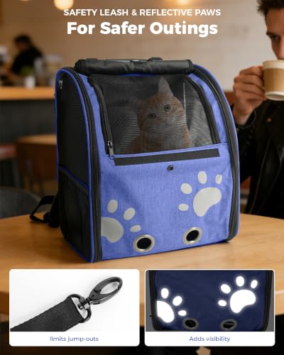 Voyiln Outdoor Pet Backpack for Cats & Small Dogs, Hiking Travel, Blue — view 5
