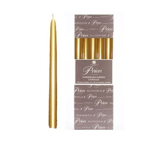 Image of 2X Prices 10 inch Metallic Gold Dinner Candles, 10 Pack, Individually Wrapped