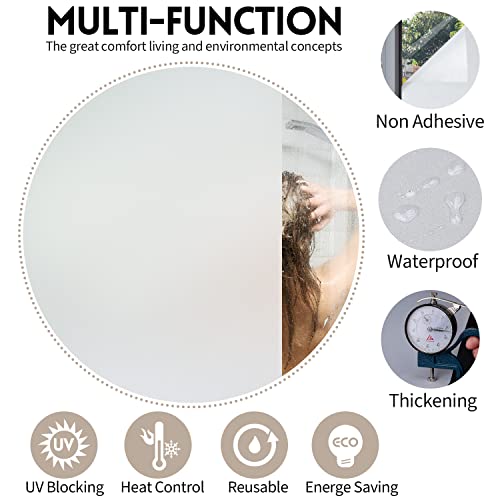 Kespen Frosted Window Privacy Film Heat Control Uv Sun Blocking Glass Stickers Static Cling Non Adhesive Door Coverings Decals For Bathroom Home Office, White Matte, 35.4 Inch X 16.4 Feet #TOP1