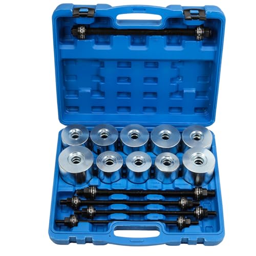 GEARMONSTER 27tlg Radlager Abzieher Set, Silentlager Abzieher Werkzeug Gummibuchsen Druckhülsen Set mit Aufbewahrungskoffer für Auto, PKW, LKW Achslager Montage Demontage Druckhülsen Satz