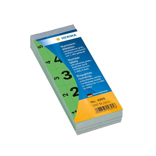 Bloc de numéros autocollants 1-500 HERMA 4895 vert 28x56 mm