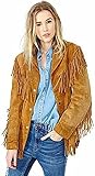 New Ladies Jacket Western Suede Leather Cow-Lady Native American Women Fringe Coats