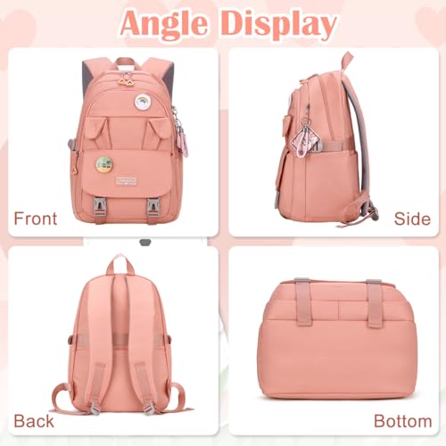 Image of PALAY School Backpack for Girls Kawaii Bunny Ear Pink 15.6 Inches Laptop Backpack Fashion Nylon Casual Travel Backpack Multi Compartment Book Bag Chirstmas Birthday Gift for Girls, 32x20x43cm