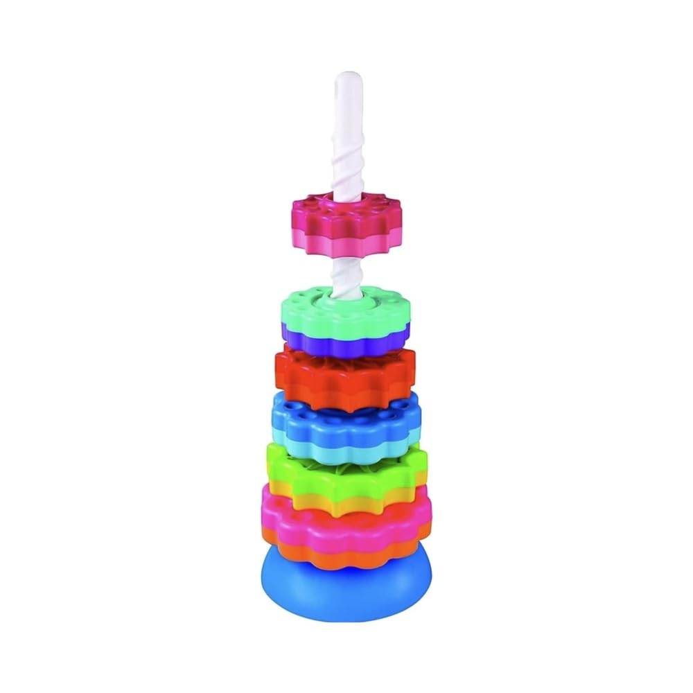 Tzoo Technology and You Spinning & Stacking Rings Toy for Toddlers | Set of 6 Multicolor Educational Toys for Kids | Improves Motor Skills, Focus & Hand-Eye Coordination | Montessori Toy for Babies