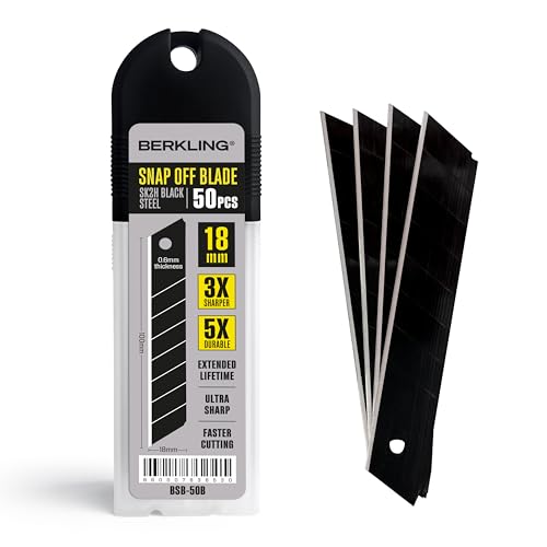 Berkling 18mm Snap-Off Utility Blades SK2H Blackened Steel 50-Pack