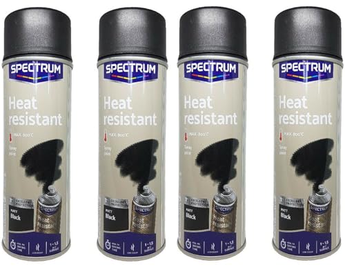 Lot 4 Vaporisateur Peinture Spray Haute Température Noir Mat Aérosol 800° C Auto Moto Poêle à Bois