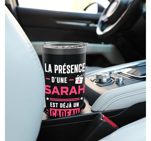 Citation nom sarah drôle personnalisé Humour prénom sarah Gobelet isotherme en acier inoxydable double paroi – vue 6