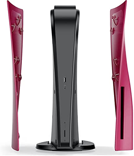 Image of New world Faceplate for PS5,for PS5 Faceplate Replacement Cover for PS5 , Anti-Scratch Dust Proof Protective Shell Cover for Playstation 5, Disk Edition -Cosmic Red