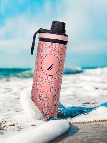 Image of NAUTICA Premium Leak-Proof Insulated Water Bottle - 1pc (Fender)| 500ml | Stainless Steel Flask with 24 Hours Temperature Retention | Ideal for Travel, Gym, Office Use Texas Printed-b.Pink /Navy