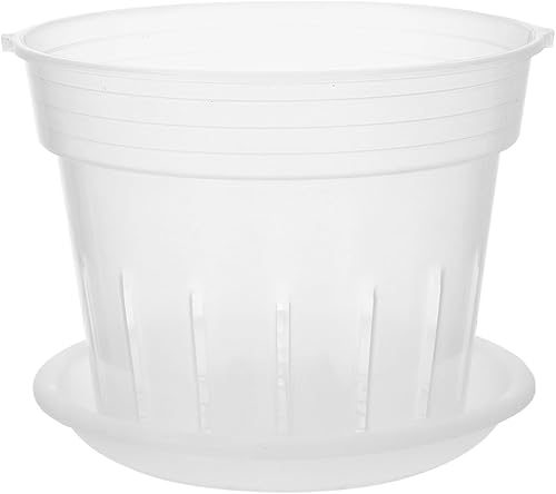 1 juego de macetas de plástico transparente con bandeja para ventilar agujeros de diseño para un crecimiento óptimo de plantas para jardinería y