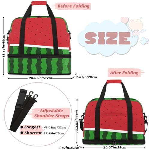Large Weekender Overnight Bags Watermelon Fruit Summer Travel Duffel Bag for Women Men Gym Bag With Shoe Compartment Foldie Travel Tote Bag Carry On Personal Item Bag for Travel Gym Sports2