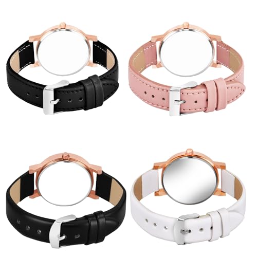 Image of Multicolor Flower Dial Leather Strap Gifts for Women Formal Girl's and Women's Watch Women's Analog Combo Watch for Women (Pack of 4)