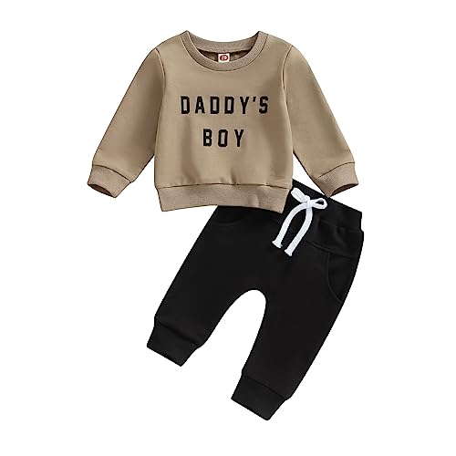 Image of Sprifallbaby Newborn Infant Baby Boy Outfits Long Sleeve Pullover Sweatshirt Toddler Boys Pants Clothes Set Fall Winter 2Pcs