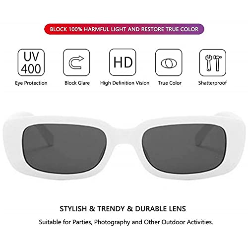 Image of Rectangle Sunglasses for Women Retro Driving Glasses 90's Vintage Fashion Narrow Square Frame UV400 Protection