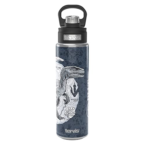 Tervis Jurassic World Blue Raptor Triple Walled Insulated Tumbler Travel Cup Keeps Drinks Cold, 24oz Wide Mouth Bottle, Stainless Steel
