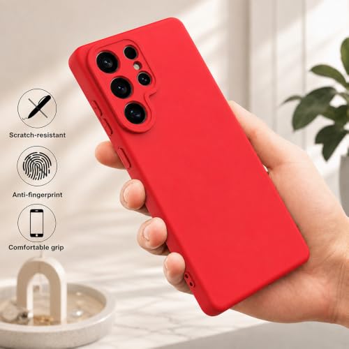 Image of Back Cover for Samsung Galaxy S25 Ultra 5G | Full Camera Protection | Premium Liquid Silicon Case | Flexible Bumper Case for Samsung Galaxy S25 Ultra 5G (Red)