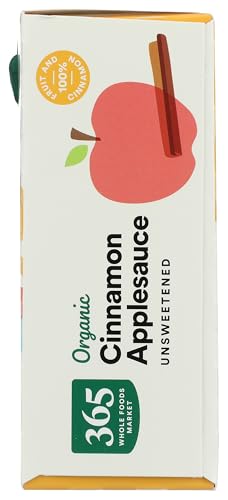 Image of 365 by Whole Foods Market, Organic Cinnamon Applesauce Pouches, Unsweetened, 3.2 Ounce (Pack of 4)
