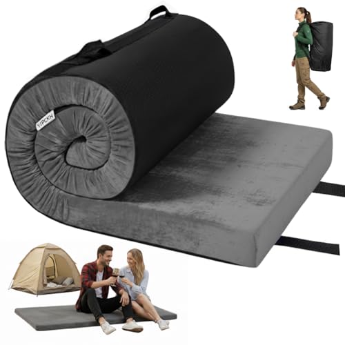 YJPCKH Roll Up Foam Camping Mattress - 30D High-Density Foam Sleeping Pad with Travel Bag - Portable Floor Mat for Tent Car Camping & Guest Bed Single(75X30)