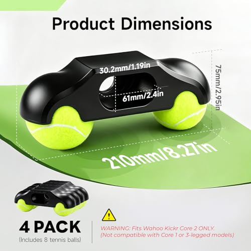4 Stück Rocker Plate Feet, Tennisballfüße Kompatibel mit Wahoo Kickr Core 2, Zubehör für Fahrrad Rollentrainer mit 8 Tennisbällen, Stabil, stoßdämpfend, Steigern Sie Ihr Indoor Cycling Erlebnis