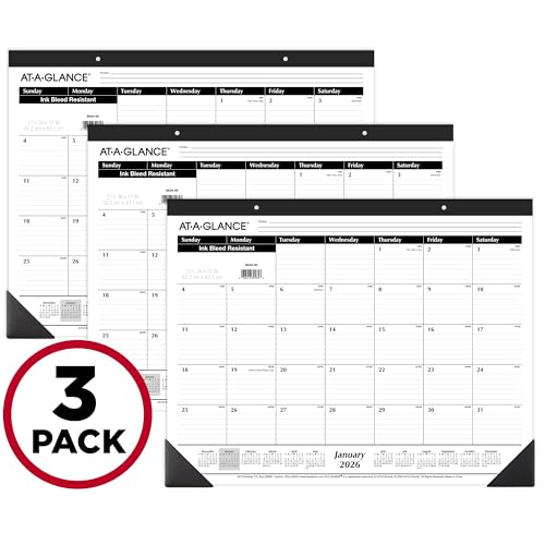 AT-A-GLANCE 2026 Desk Calendar, Desk Pad, Monthly, 21-3/4" x 17",