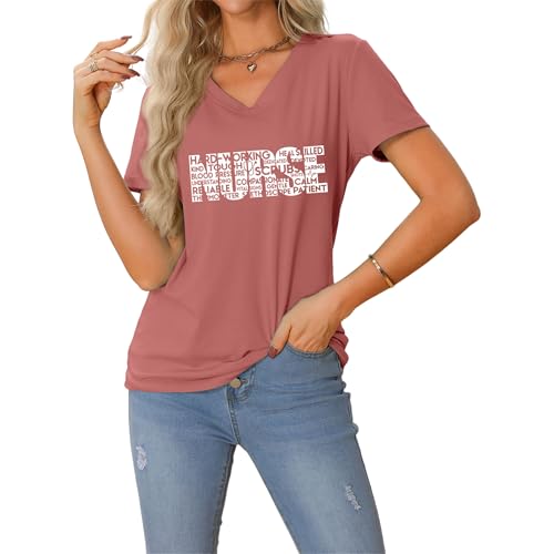 KZMFROY Womens Nurse Shirt Nursing School Tshirt Cute Nurse Life Shirt Register Nurse Gift Inspirational Tee