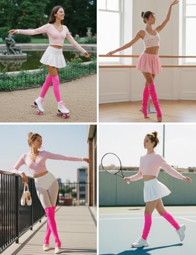 Image of v28 Women's Neon Knit Leg Warmer for 80s Party Dance Sports Yoga