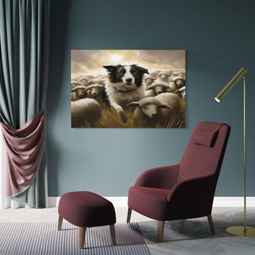 Impression sur toile border collie tableau d art pour interieur