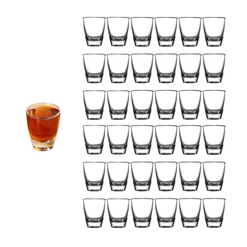 ACTIUSIS Lot de 36 verres à liqueur - 35 ml/3 cl - En verre transparent - Avec fond épais - Pour...