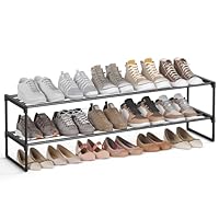 SONGMICS Shoe Rack, Shoe Storage Organiser, Metal Storage Rack, Stackable Shoe Shelf, for Hallway, Living Room, Bedroom