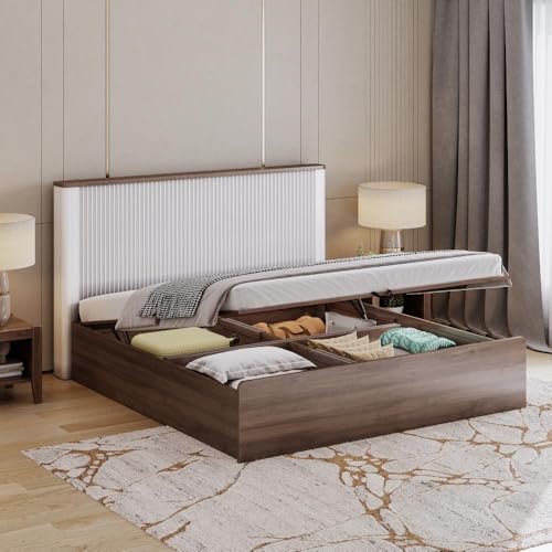 Image of Wakefit Bed | 3 Yr Warranty | King Size Bed, Comes with Hydraulic Storage, Noise Free, Density: 680-750 kg /m, Termite & Borer Resistant, Fits Mattresses Up to 8 Inches (Nix 78 x 72- Columbian Walnut)