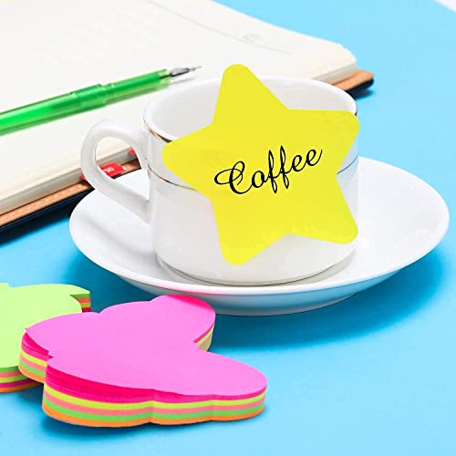 Image of Peeplvalue Multicolor 300 Sticky Notes of 3 Shapes 100 Sheets per Shape, Fluorescent Paper Self Adhesive and Removable Sticky Notes,