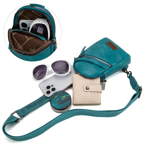 Image of Wrangler Small Sling Bag for Women, Leather Crossbody Bags Cross Body Purse Fanny Packs with Adjustable Strap for Gift