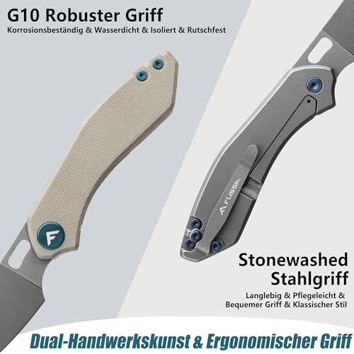 FLISSA Klappmesser Taschenmesser mit G10-Griff, Gefaltete Länge 9 cm, Scharfes Einhandmesser Messer Outdoor Messer ohne Verriegelung, sehr kompakt, für Jagd Camping, braun – Bild 5