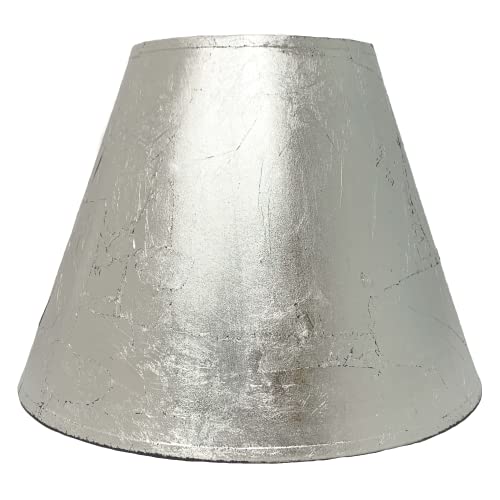 Image of Royal Designs, Inc. Trendy Decorative Handmade Lamp Shade, Made in USA, 14 in, Deep Empire - Silver Leaf
