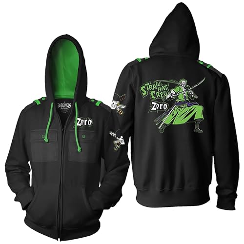 Ripple Junction One Piece Men's Full Zip-Up Hooded Sweatshirt Roronoa