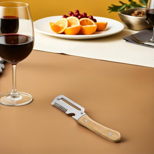 Peladora de verduras de acero inoxidable y mango de madera POPETPOP con cortador, pack de 4 5