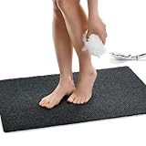 Enkosi Loofah Non-Slip Shower Mat - Shower Floors, Bathtub, Bathrooms, Wet Areas - Cushioned Bath Mat with Drain Holes - Quick Dry PVC, Secure Safety Pad Without Suction Cups (32x24 Black)