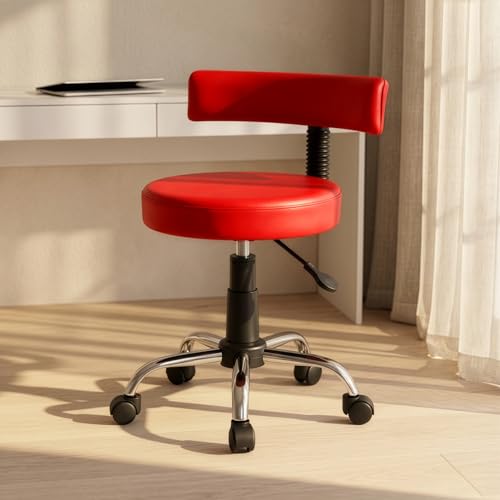 Image of DIYA Seating Chrome Rolling Study Flex Stool (1 Year Warranty) - Red