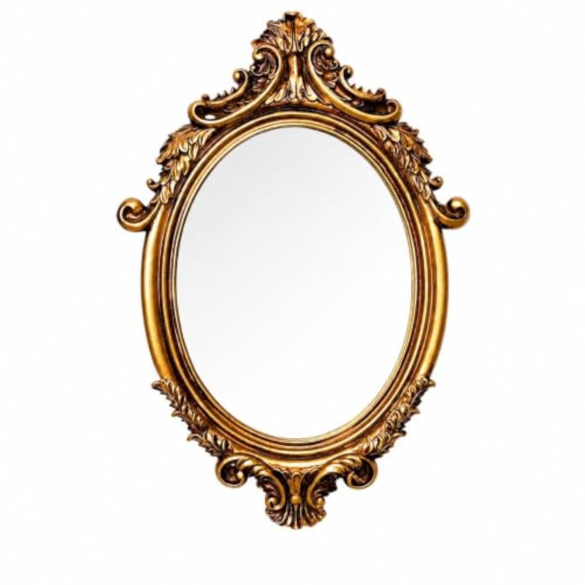 Baroque-Style Oval Mirror with Elegant Gold Frame