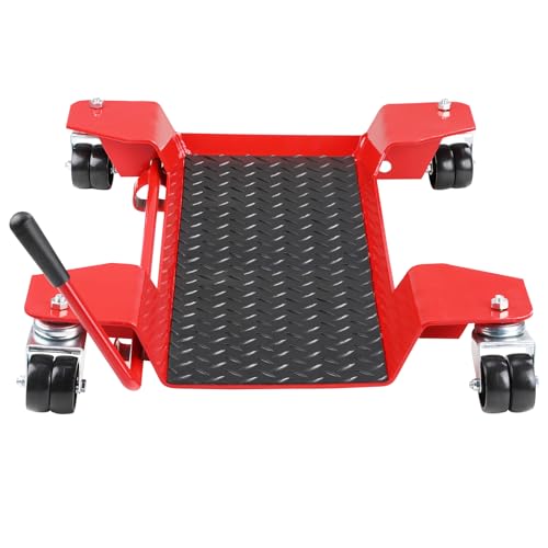 Motorcycle Center Stand 360° Casters Easy Bike Movement 550lbs Capacity Dolly Compatible with Yamaha FZ1 FZR 600/1000/1100 FJR Fazer Models Mover, Red