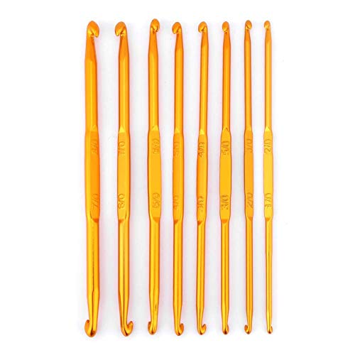 8pcs Crochet Double Hook Double Extremite Golden Alumina Hook Double Toe Hook Double Sided Set of Knitting Needles Weave Craft