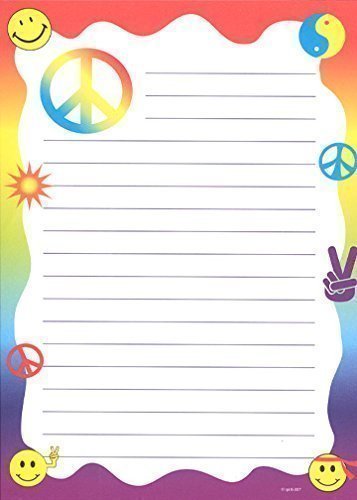 Lil' Pickle Gender Neutral Kids-Peace Stationery Set, Lined, 10 Pack w/Stickers, Pen & Envelopes